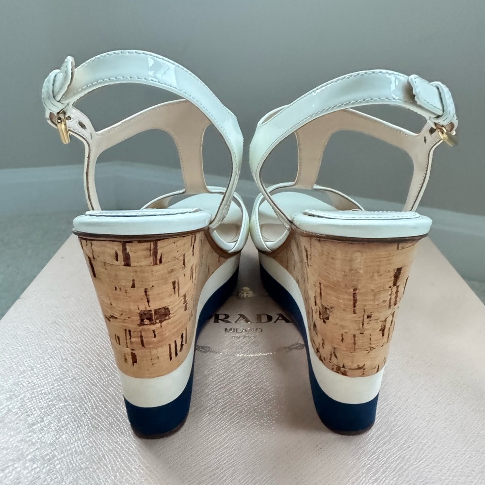 PRADA White Wedge Sandals - Picture 4 of 5